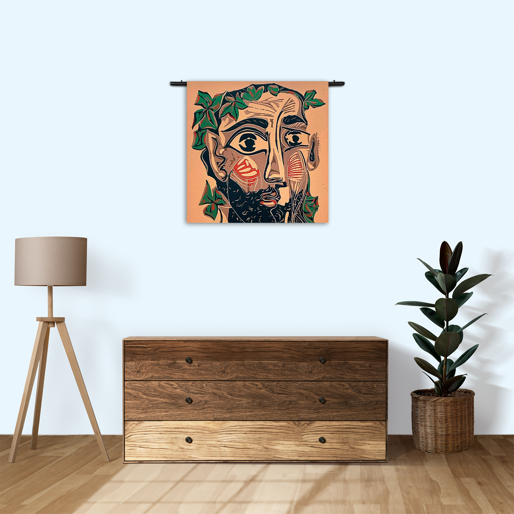 Wandkleed Picasso bebaarde man 1962 Rechthoek Vierkant Template Vierkant Rond Om 12 3