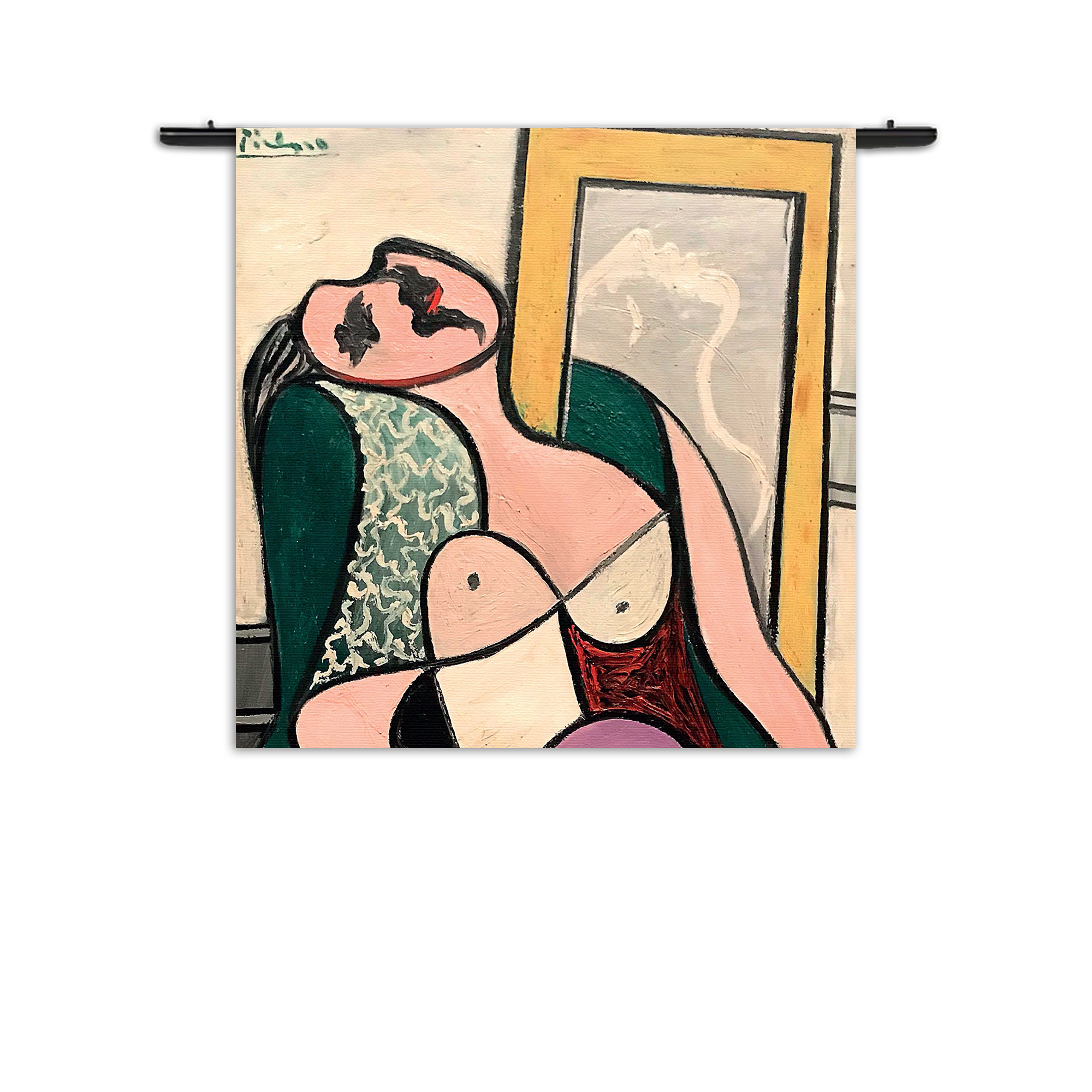 Wandkleed Picasso Meisje kijkend naar een spiegel 1932 Rechthoek Vierkant