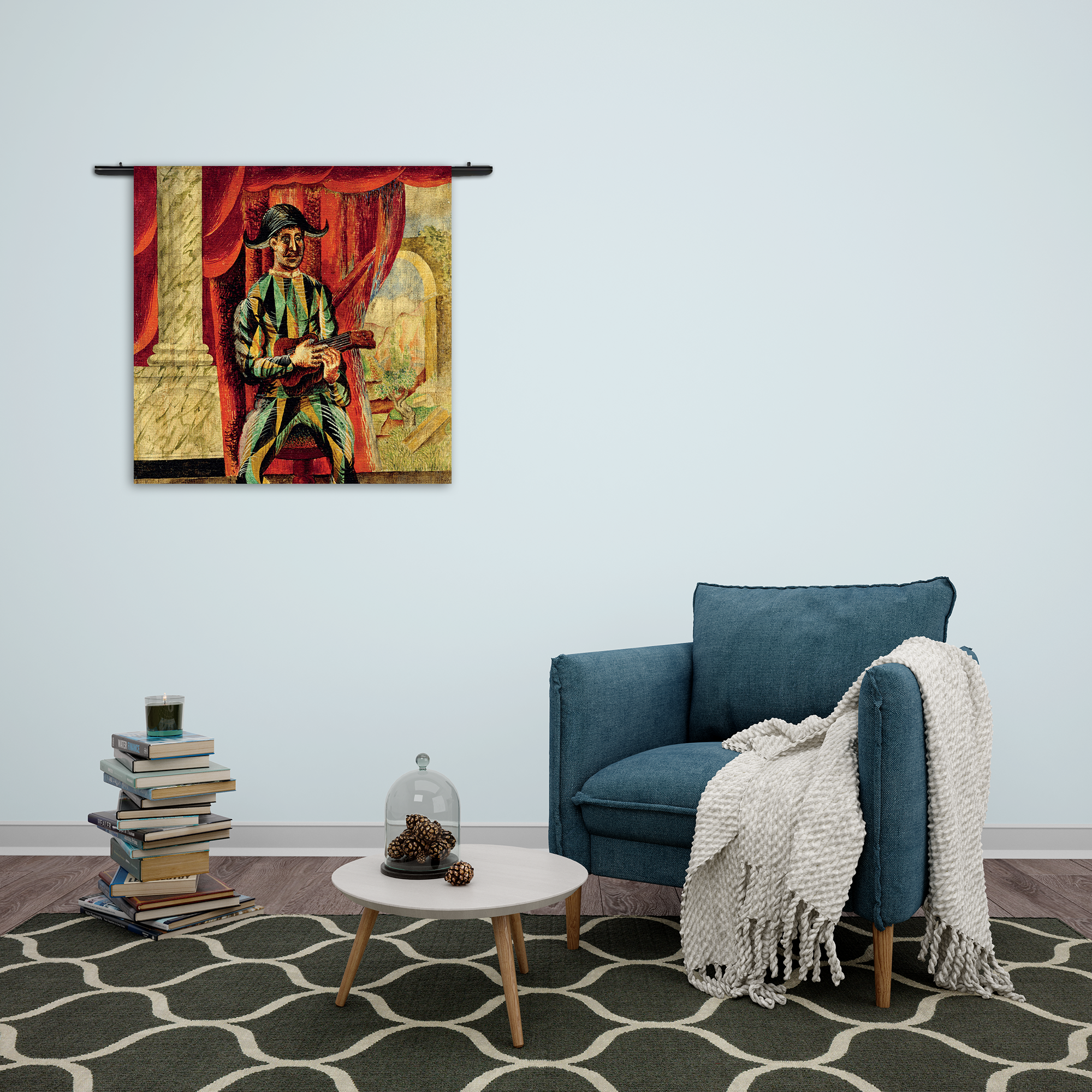 Wandkleed Picasso Harlekijn met een gitaar 1918 Rechthoek Vierkant Template Vierkant Rond Om 23 2