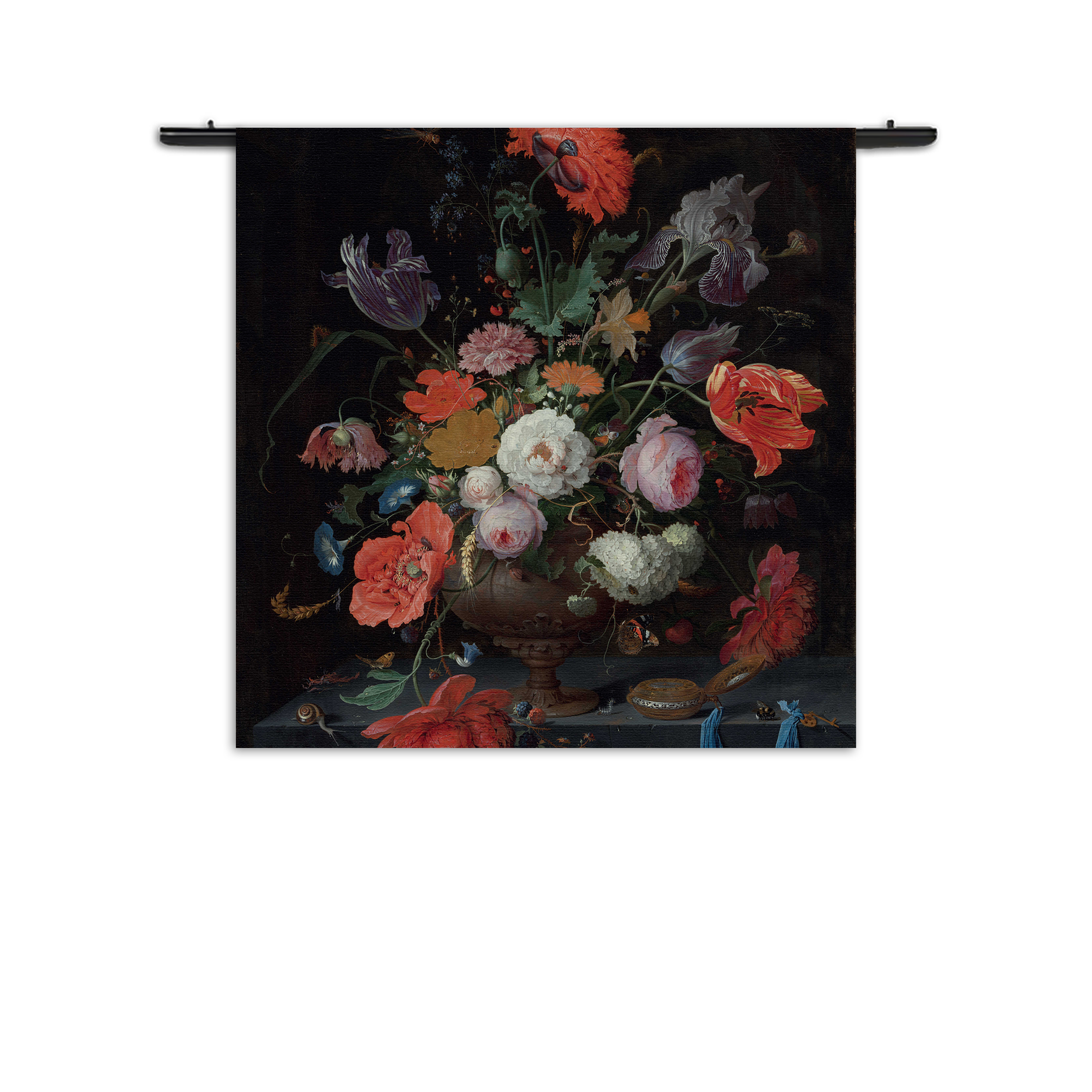 Template_Vierkant_Rond_Om_26-1 Wandkleed Abraham Mignon Stilleven met bloemen en een horloge 1660-1679 Rechthoek Vierkant