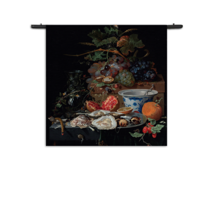 Wandkleed Abraham Mignon Stilleven met vruchten, oesters en een porseleinen kom 1660-1679 Rechthoek Vierkant