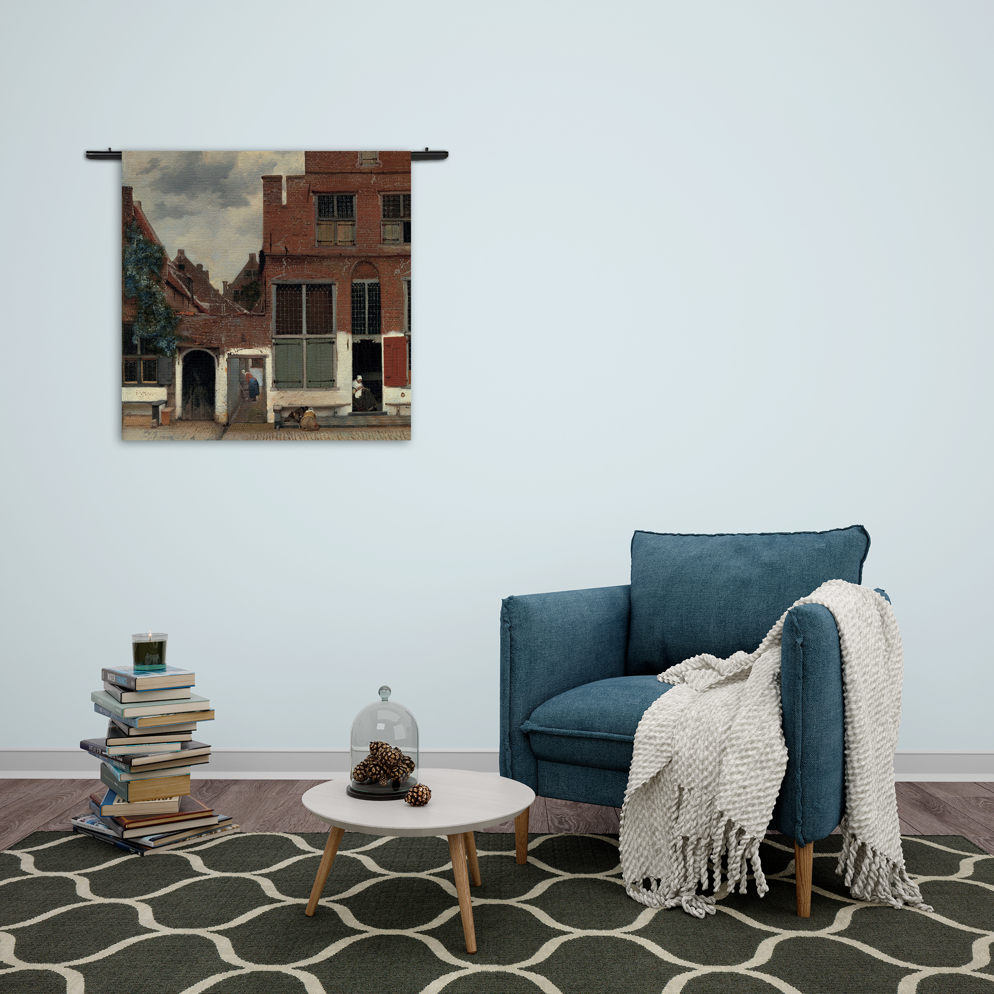 Wandkleed Johannes Vermeer Gezicht op huizen in Delft 1658 Rechthoek Vierkant Template Vierkant Rond Om 30 2