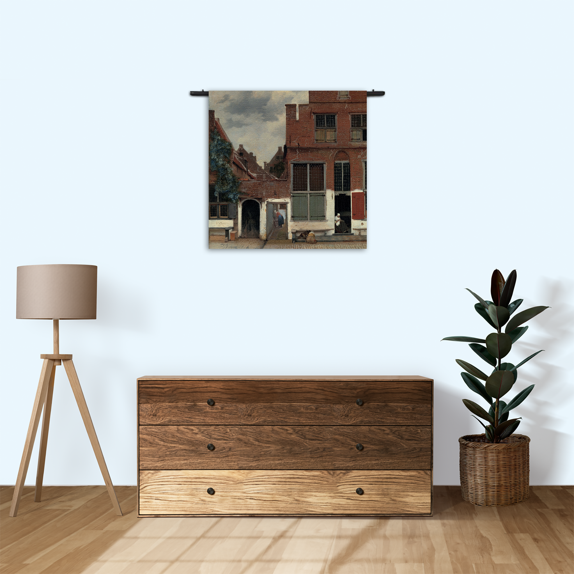 Wandkleed Johannes Vermeer Gezicht op huizen in Delft 1658 Rechthoek Vierkant Template Vierkant Rond Om 30 3