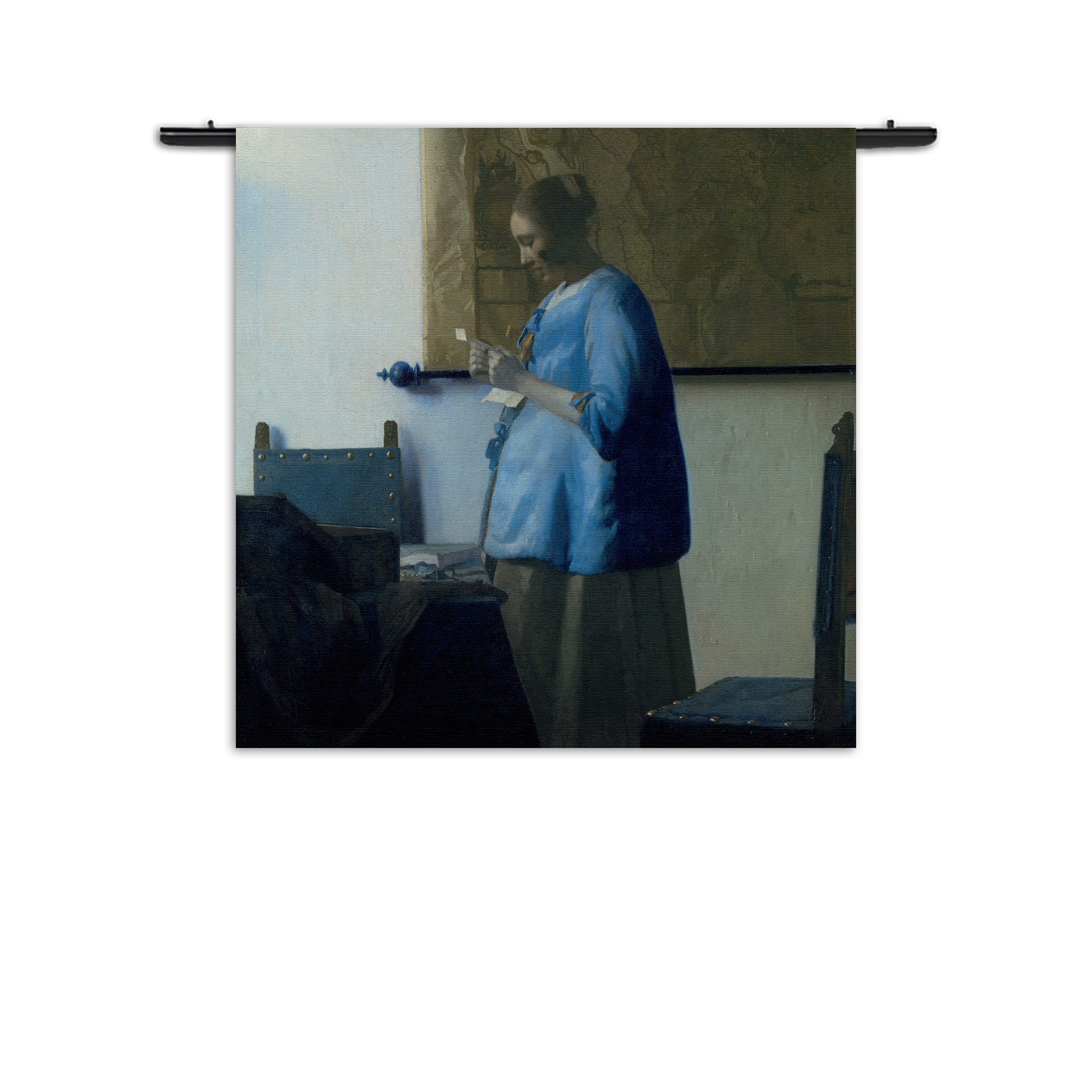 Wandkleed Johannes Vermeer Vrouw die een Brief leest 1663 Rechthoek Vierkant