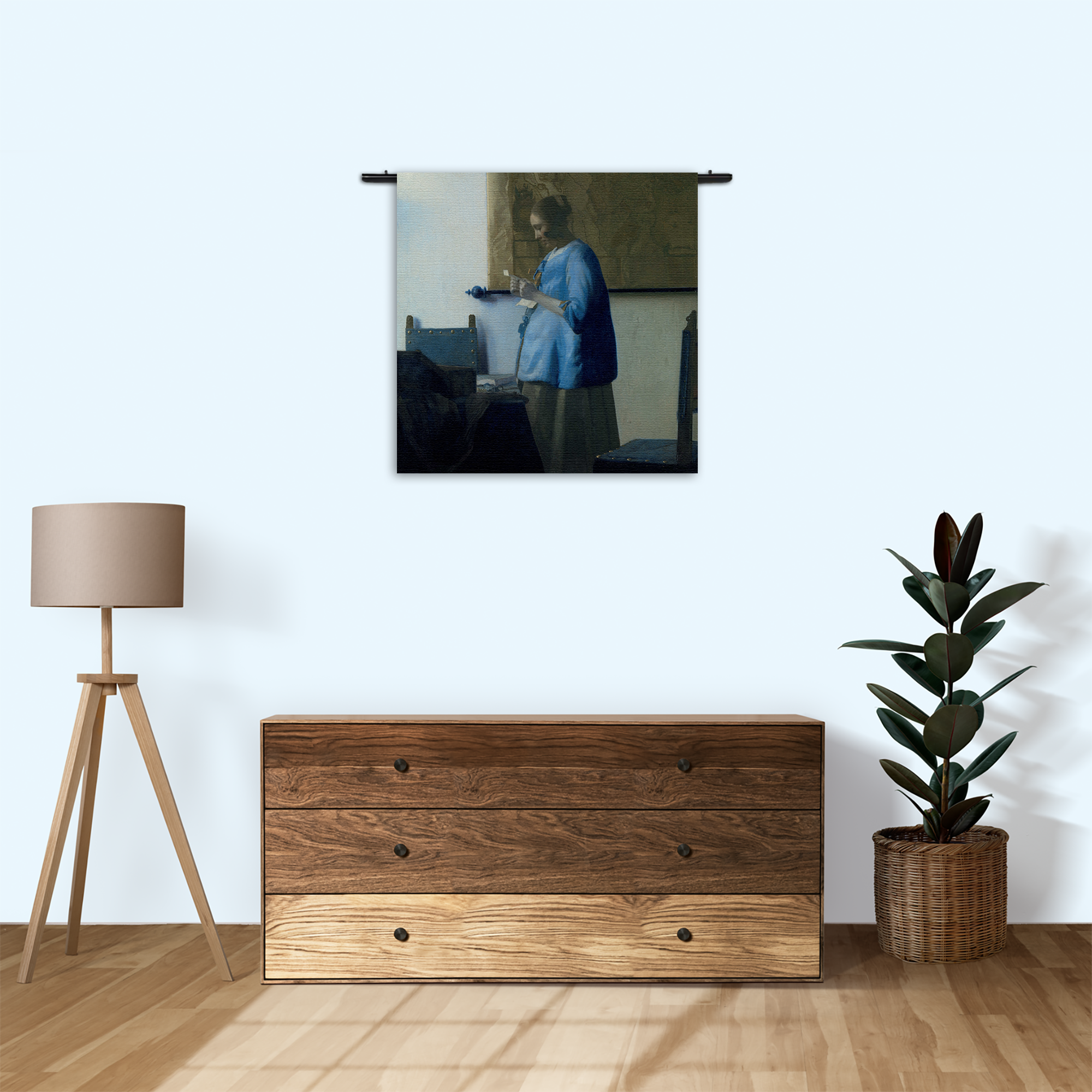 Wandkleed Johannes Vermeer Vrouw die een Brief leest 1663 Rechthoek Vierkant Template Vierkant Rond Om 32 3