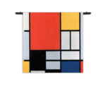 Wandkleed Mondriaan Gele Hokjes Rechthoek Vierkant