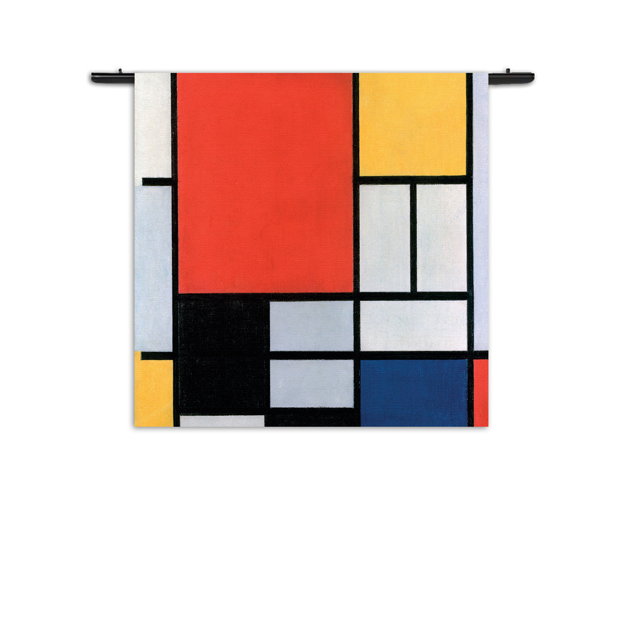 Wandkleed Mondriaan Gele Hokjes Rechthoek Vierkant