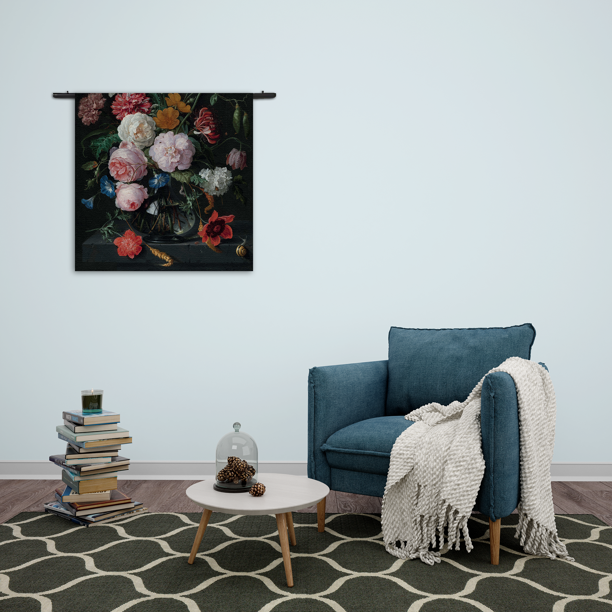 Wandkleed Jan Davidsz Bloemen in een glazen vaas 1716 Rechthoek Vierkant Template Vierkant Rond Om 5 2