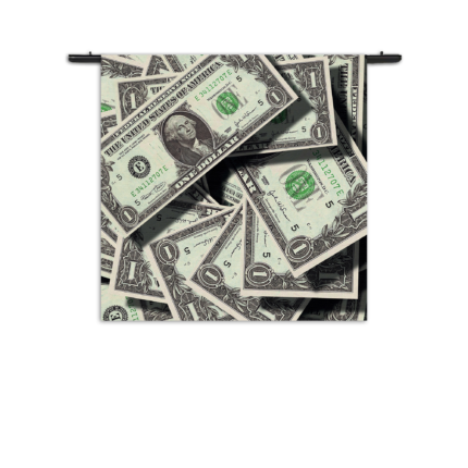 Wandkleed Dollars Money George Washington Rechthoek Vierkant