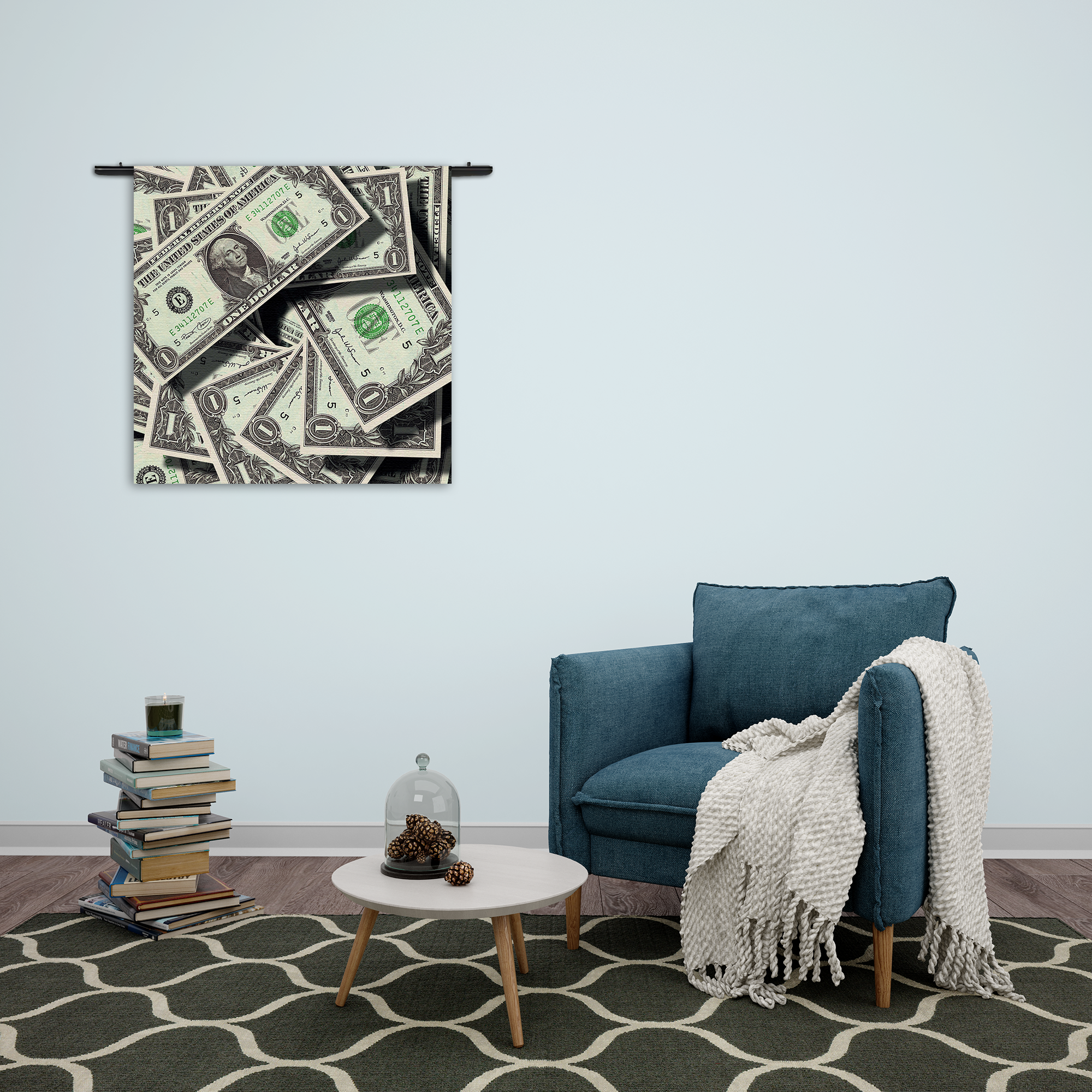 Wandkleed Dollars Money George Washington Rechthoek Vierkant Template Vierkant Rond Overig 05 2