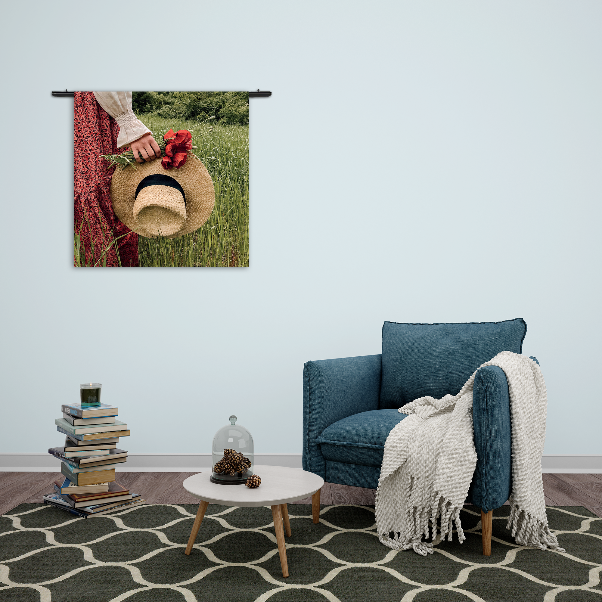 Wandkleed Vrouw Met Rode Roos Rechthoek Vierkant Template Vierkant Rond Romantisch 11 2