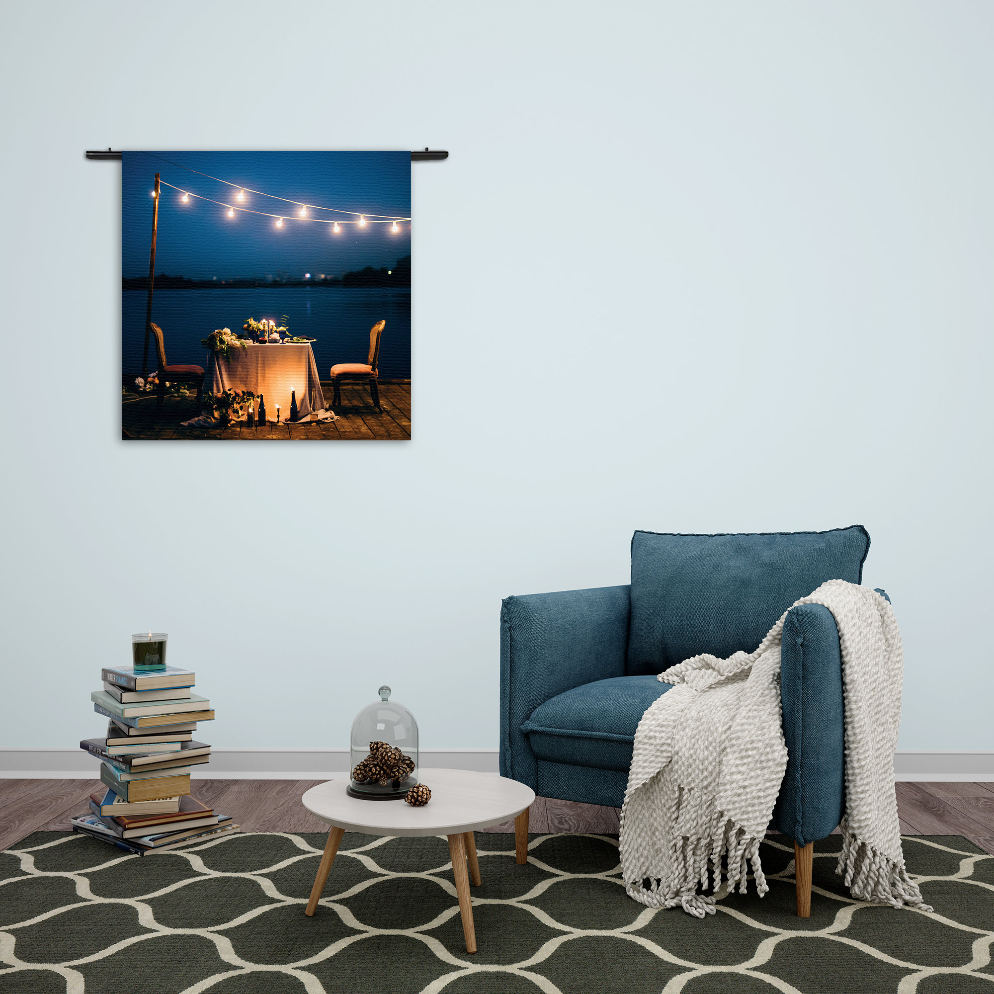 Wandkleed Dineren Aan Het Water Rechthoek Vierkant Template Vierkant Rond Romantisch 16 2