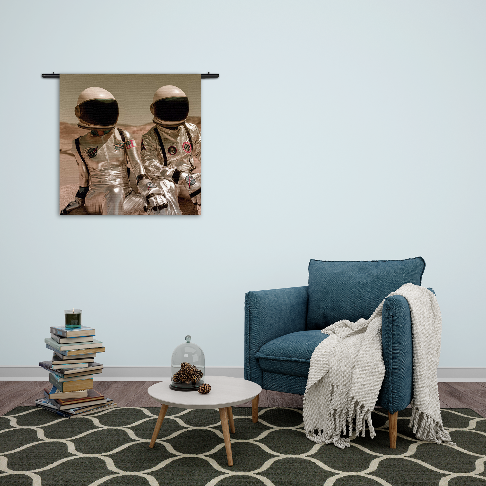 Wandkleed Love on mars Rechthoek Vierkant Template Vierkant Rond Ruimtevaart 7 2