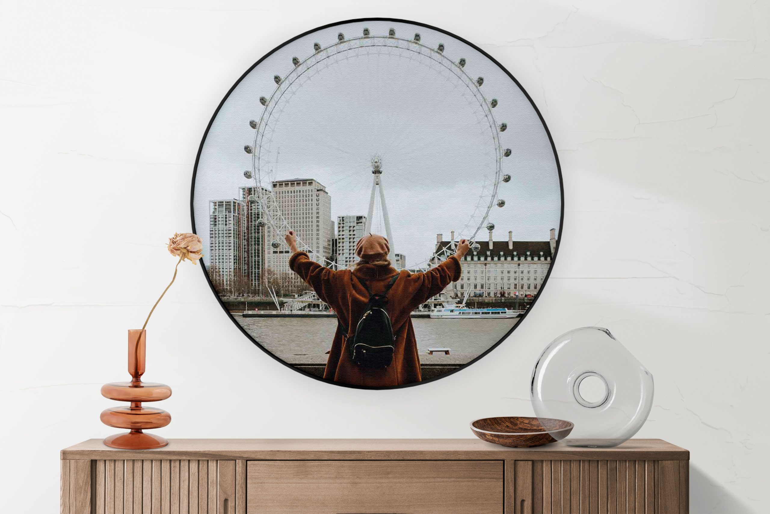 Akoestisch Schilderij London Eye Rond - Muurcirkel Template Vierkant Rond Steden 14 scaled 1
