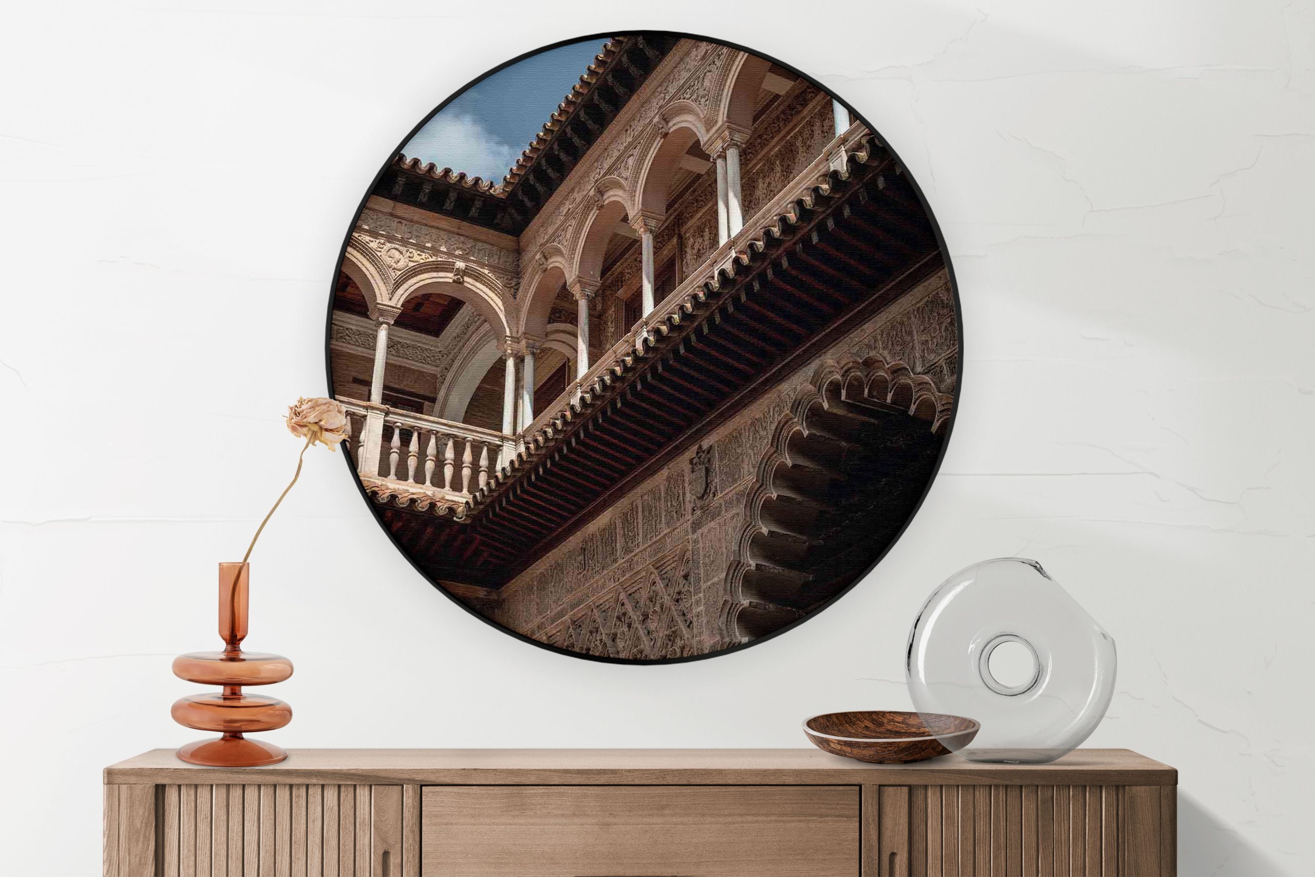 Akoestisch Schilderij Koninklijk Paleis van Sevilla Rond - Muurcirkel Template Vierkant Rond Steden 15 scaled 1