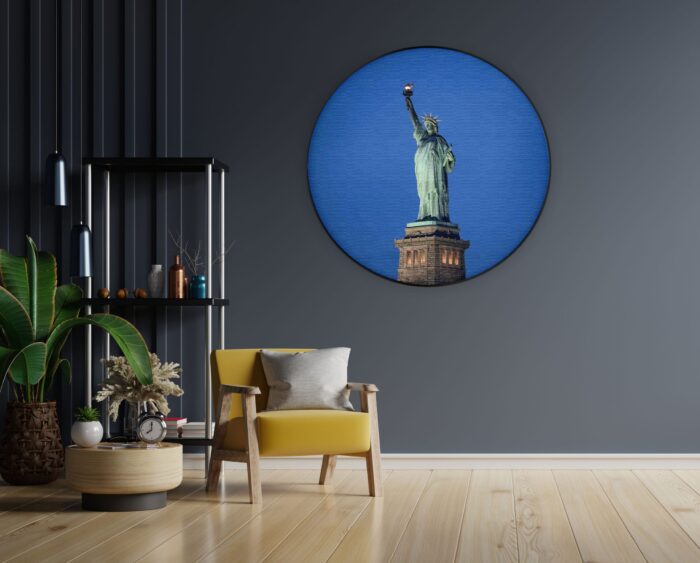Akoestisch Schilderij Vrijheidsbeeld New York Donker 01 Rond - Muurcirkel Template Vierkant Rond Steden 18 1 scaled 1