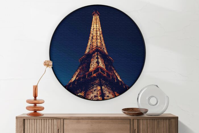 Akoestisch Schilderij Eiffeltoren Parijs at Night Rond - Muurcirkel Template Vierkant Rond Steden 23 1 scaled 1