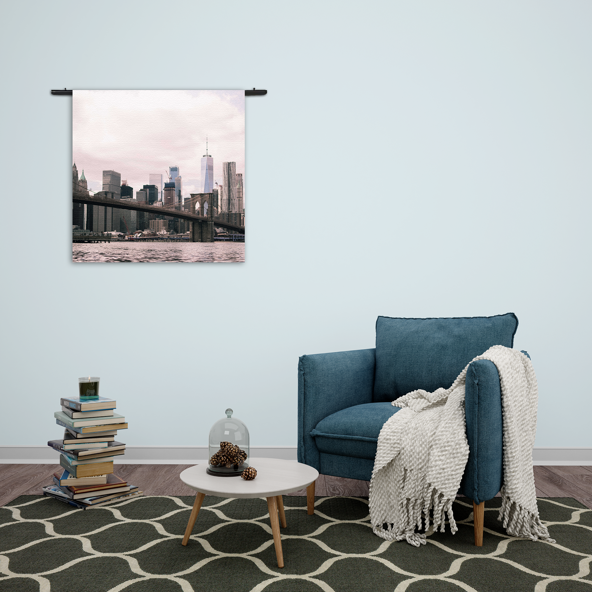 Wandkleed Brooklyn Bridge New York Rechthoek Vierkant Template Vierkant Rond Steden 24 2