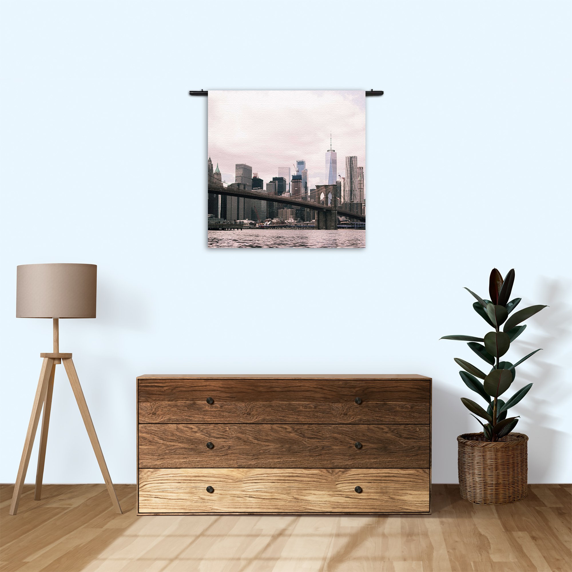 Wandkleed Brooklyn Bridge New York Rechthoek Vierkant Template Vierkant Rond Steden 24 3