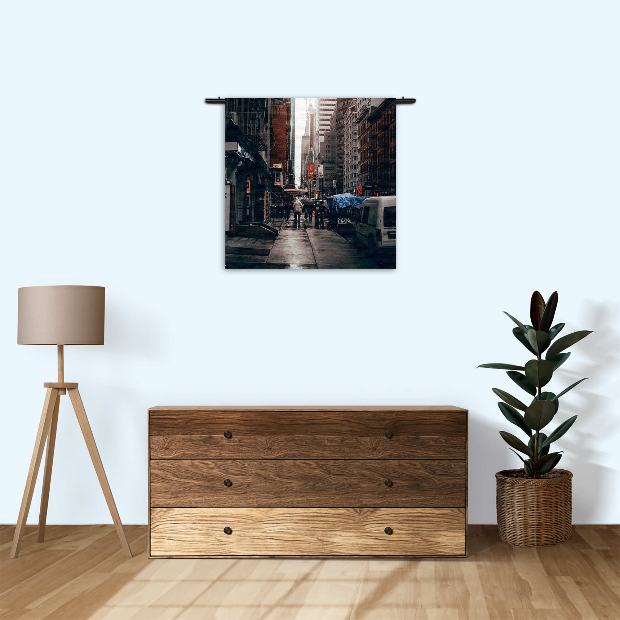 Wandkleed New York Raining Day Rechthoek Vierkant Template Vierkant Rond Steden 27 3