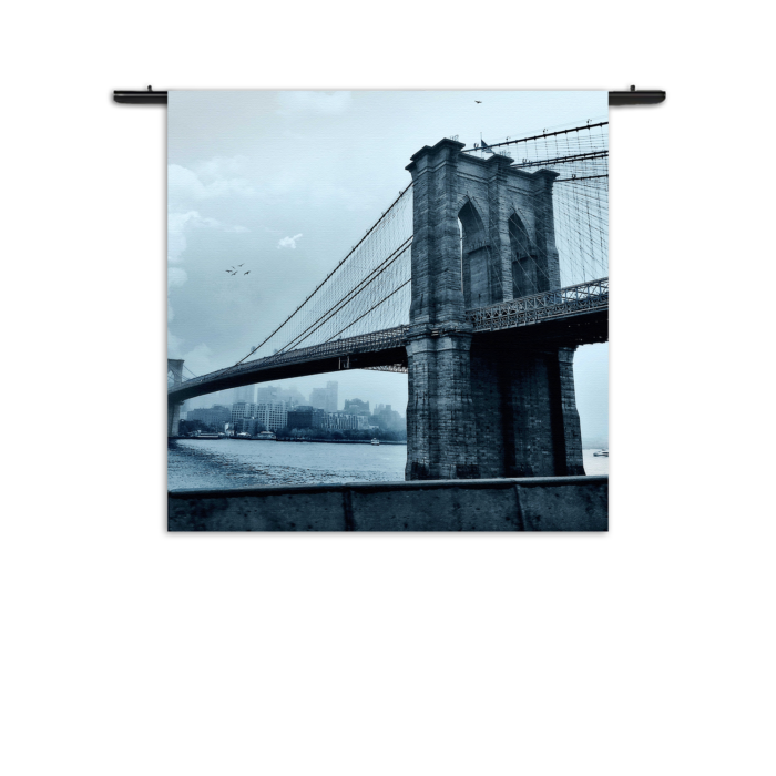 Wandkleed Brooklyn Bridge New York Zwart Wit Rechthoek Vierkant