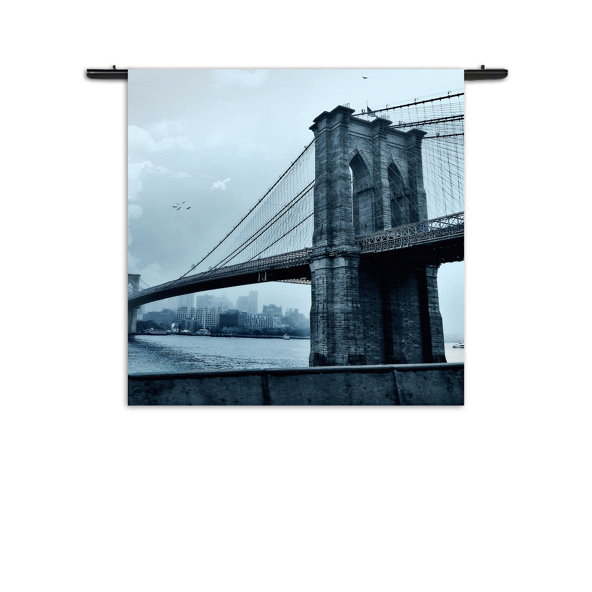 Wandkleed Brooklyn Bridge New York Zwart Wit Rechthoek Vierkant