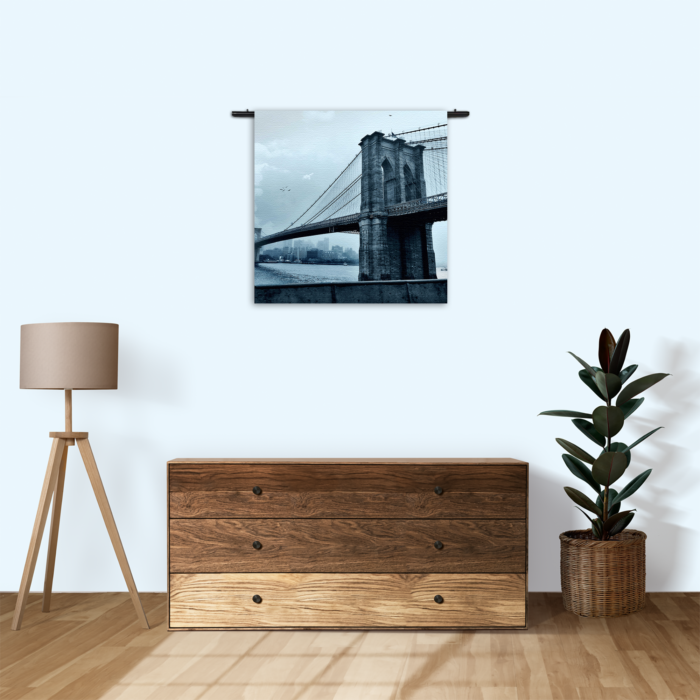 Wandkleed Brooklyn Bridge New York Zwart Wit Rechthoek Vierkant Template Vierkant Rond Steden 28 3