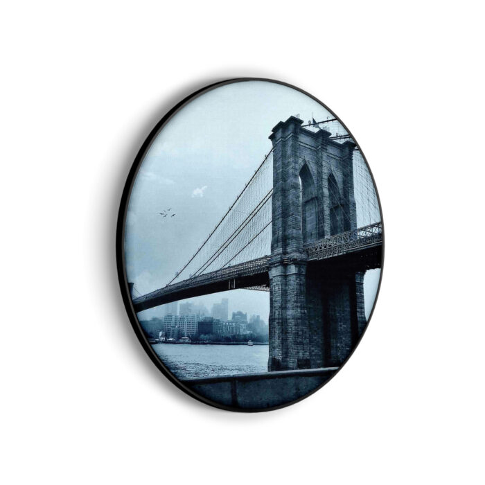 Akoestisch Schilderij Brooklyn Bridge New York Zwart Wit Rond - Muurcirkel Template Vierkant Rond Steden 28 scaled 1