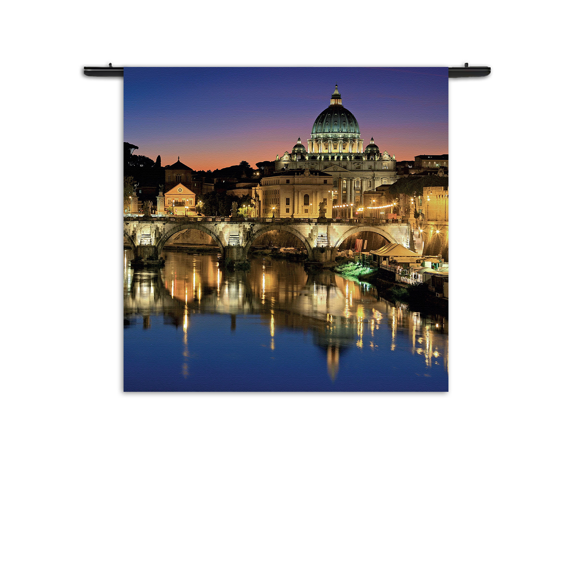 Wandkleed Rivier Tiber Rome at Night Rechthoek Vierkant