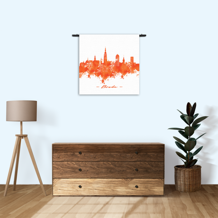 Wandkleed Skyline Breda Watercolor Paint Rechthoek Vierkant Template Vierkant Rond Steden 3 3