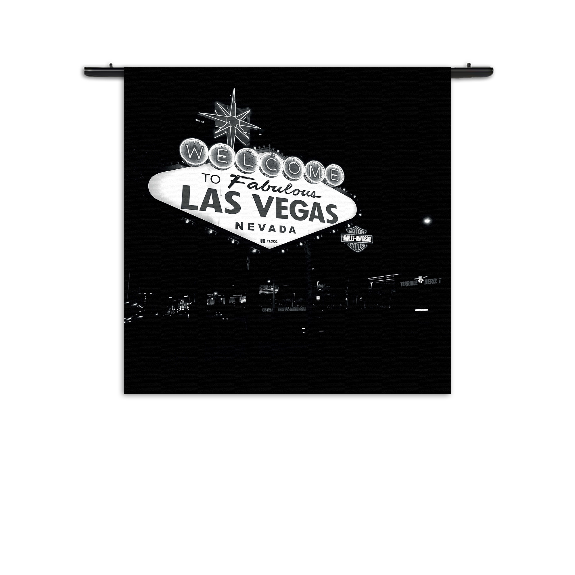 Wandkleed Welcome to Fabulous Las Vegas Zwart Wit Rechthoek Vierkant