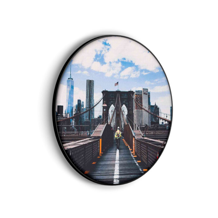 Akoestisch Schilderij Brooklyn Bridge New York Daglicht Rond - Muurcirkel Template Vierkant Rond Steden 32 scaled 1