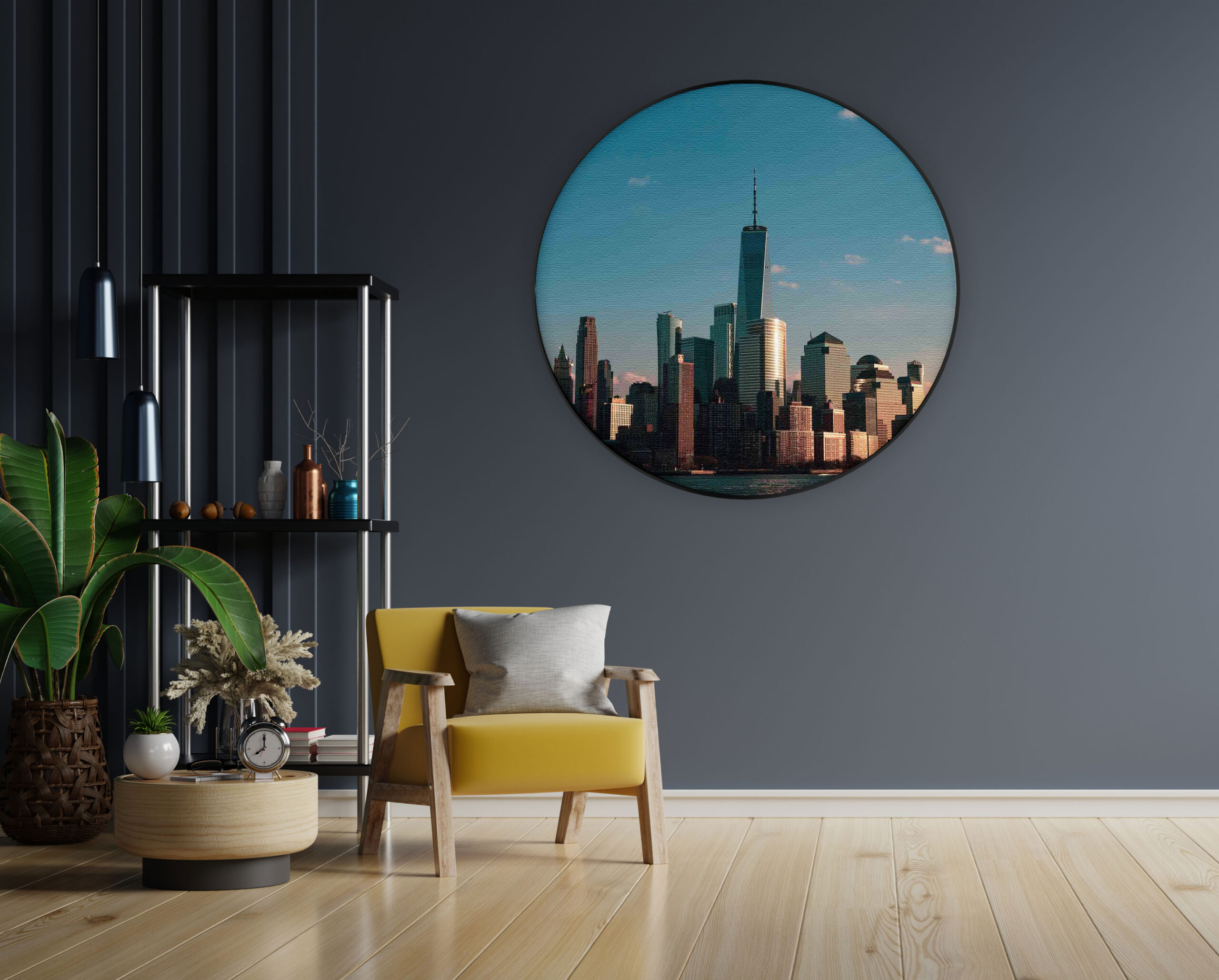 Akoestisch Schilderij New York Gebouwen Skyline Rond - Muurcirkel Template Vierkant Rond Steden 36 1 scaled 1