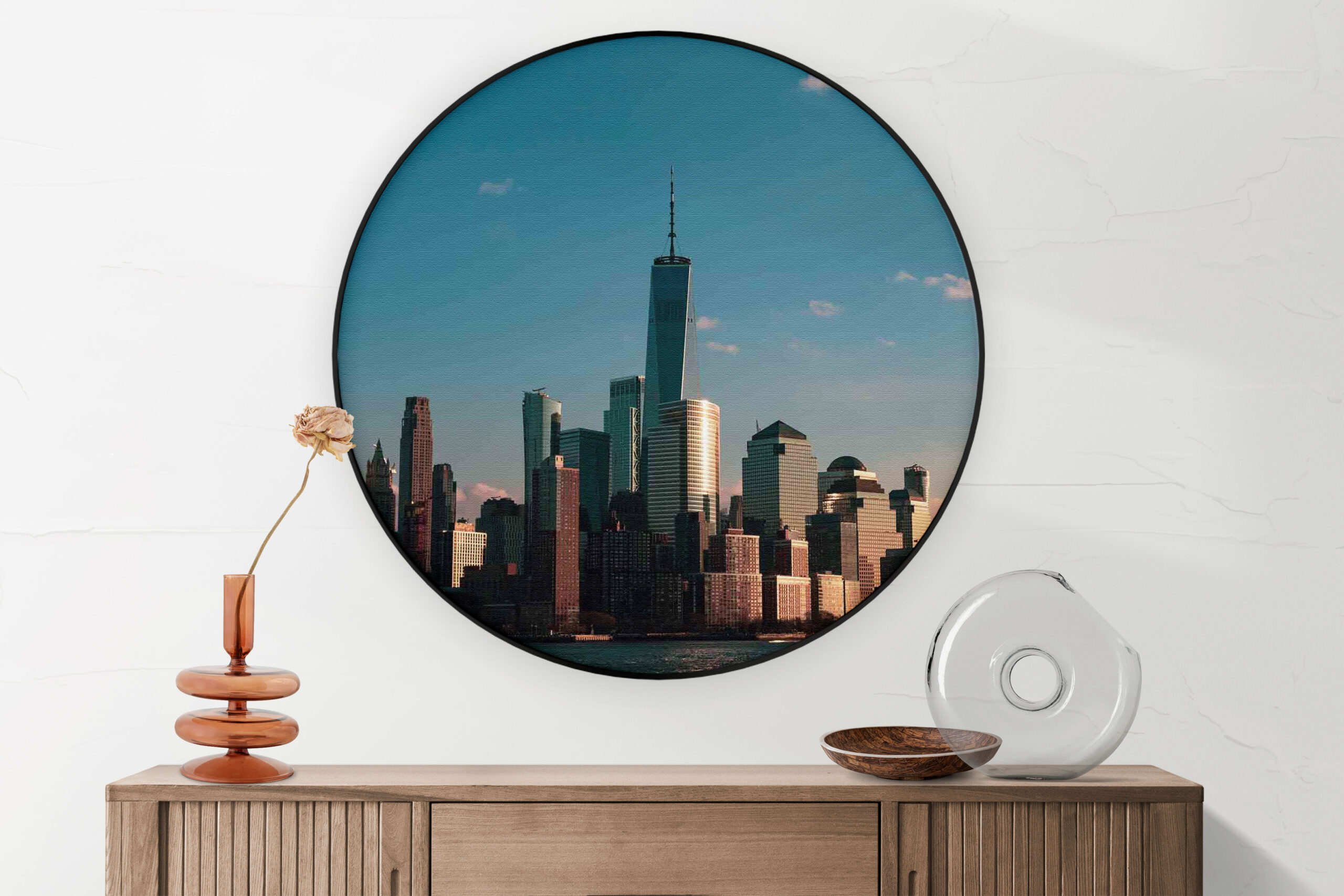 Akoestisch Schilderij New York Gebouwen Skyline Rond - Muurcirkel Template Vierkant Rond Steden 36 2 scaled 1