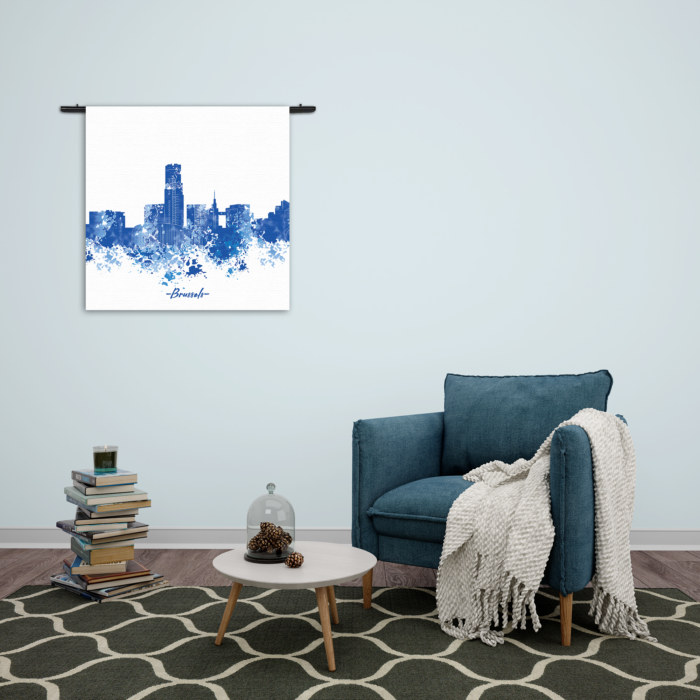 Wandkleed Skyline Brussels Watercolor Paint Rechthoek Vierkant Template Vierkant Rond Steden 4 2