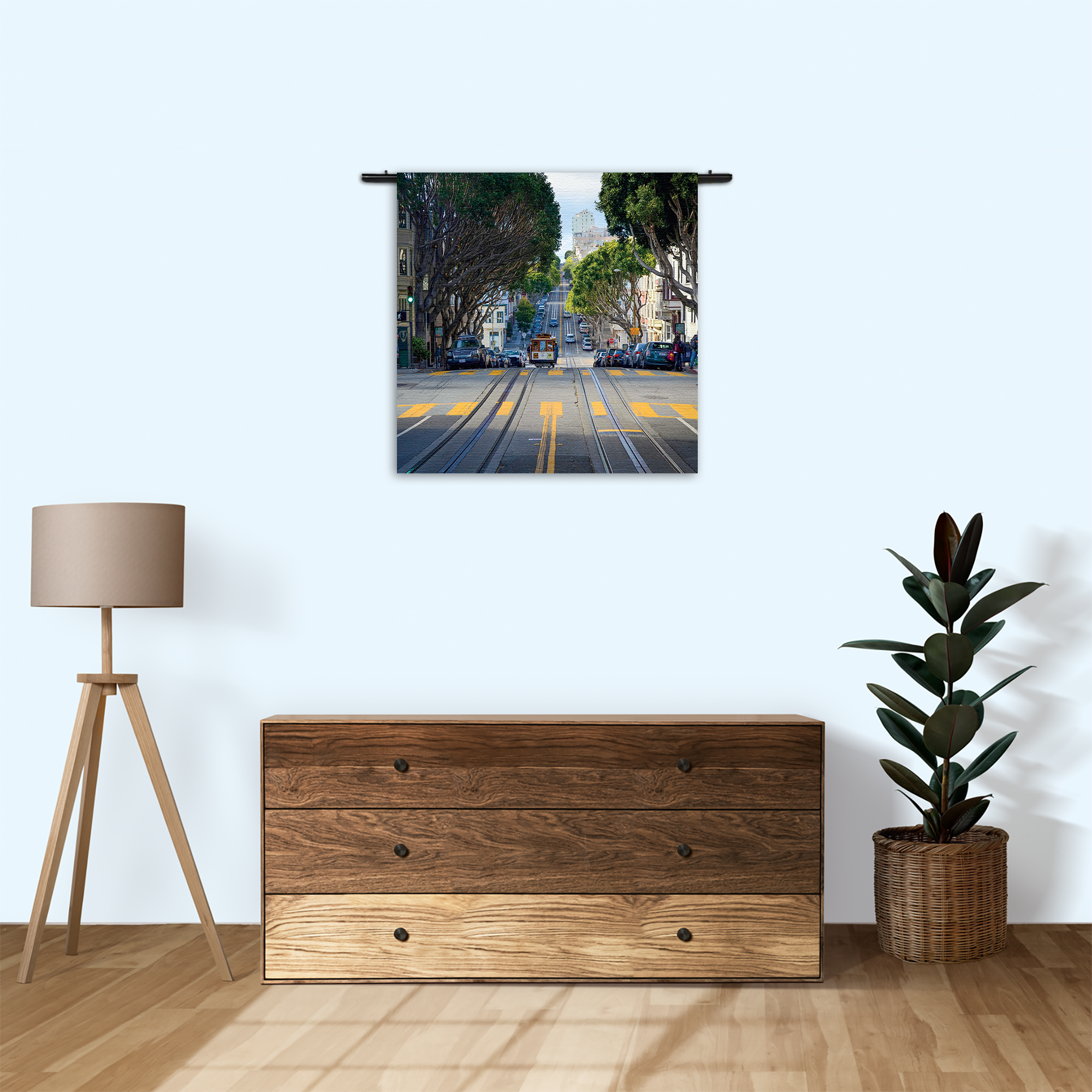 Wandkleed San Francisco Tram Rechthoek Vierkant Template Vierkant Rond Steden 44 3