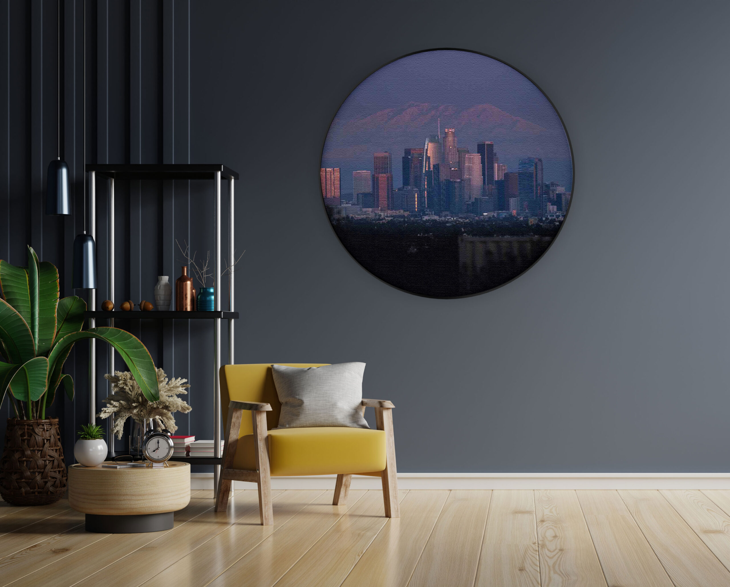 Akoestisch Schilderij Los Angeles Rond - Muurcirkel Template Vierkant Rond Steden 47 scaled 1