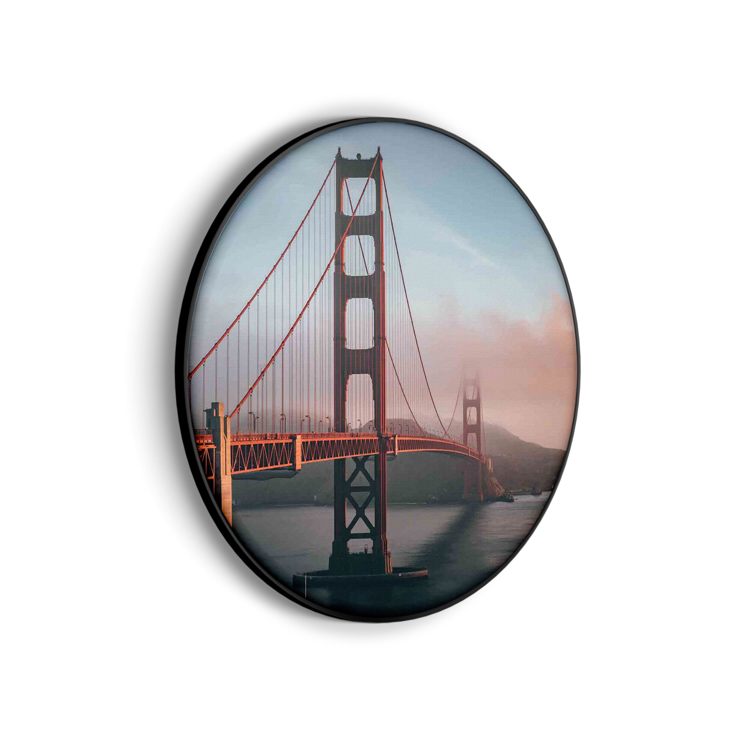 Akoestisch Schilderij Golden Gate Bridge San Francisco Rond - Muurcirkel Template Vierkant Rond Steden 49 scaled 1