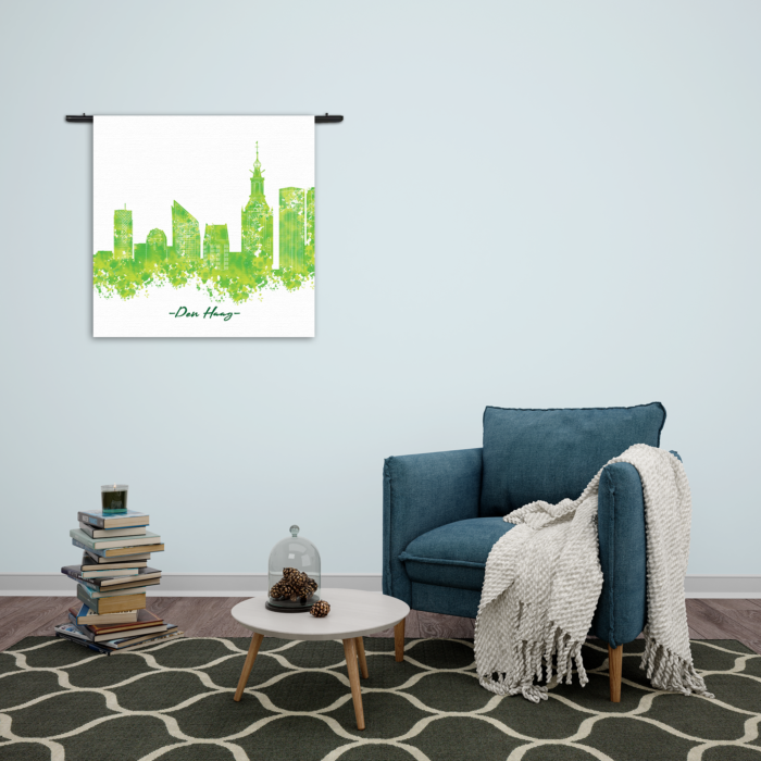 Wandkleed Skyline Den Haag Watercolor Paint Rechthoek Vierkant Template Vierkant Rond Steden 5 2