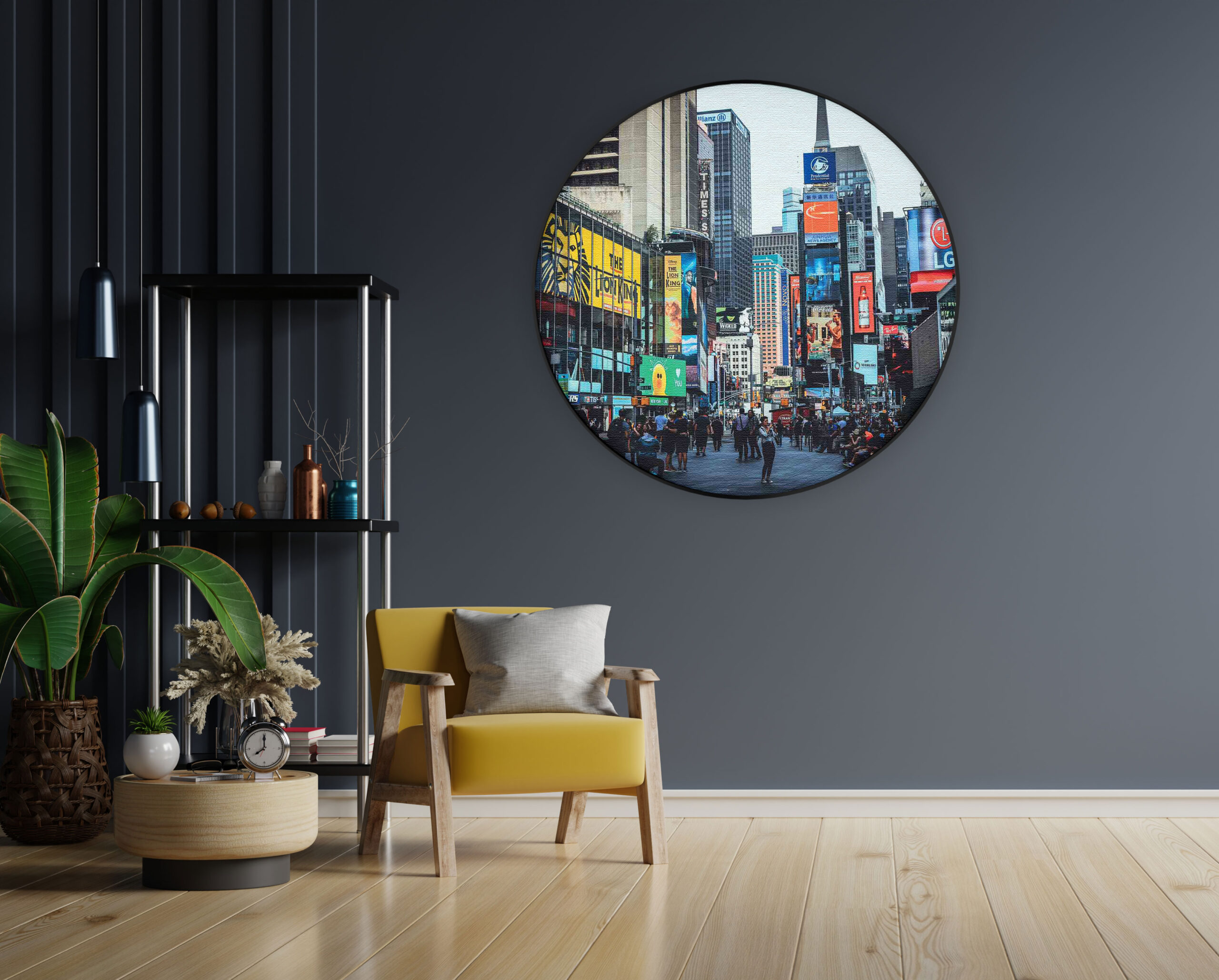 Akoestisch Schilderij Times Square New York Rond - Muurcirkel Template Vierkant Rond Steden 51. 1 scaled 1