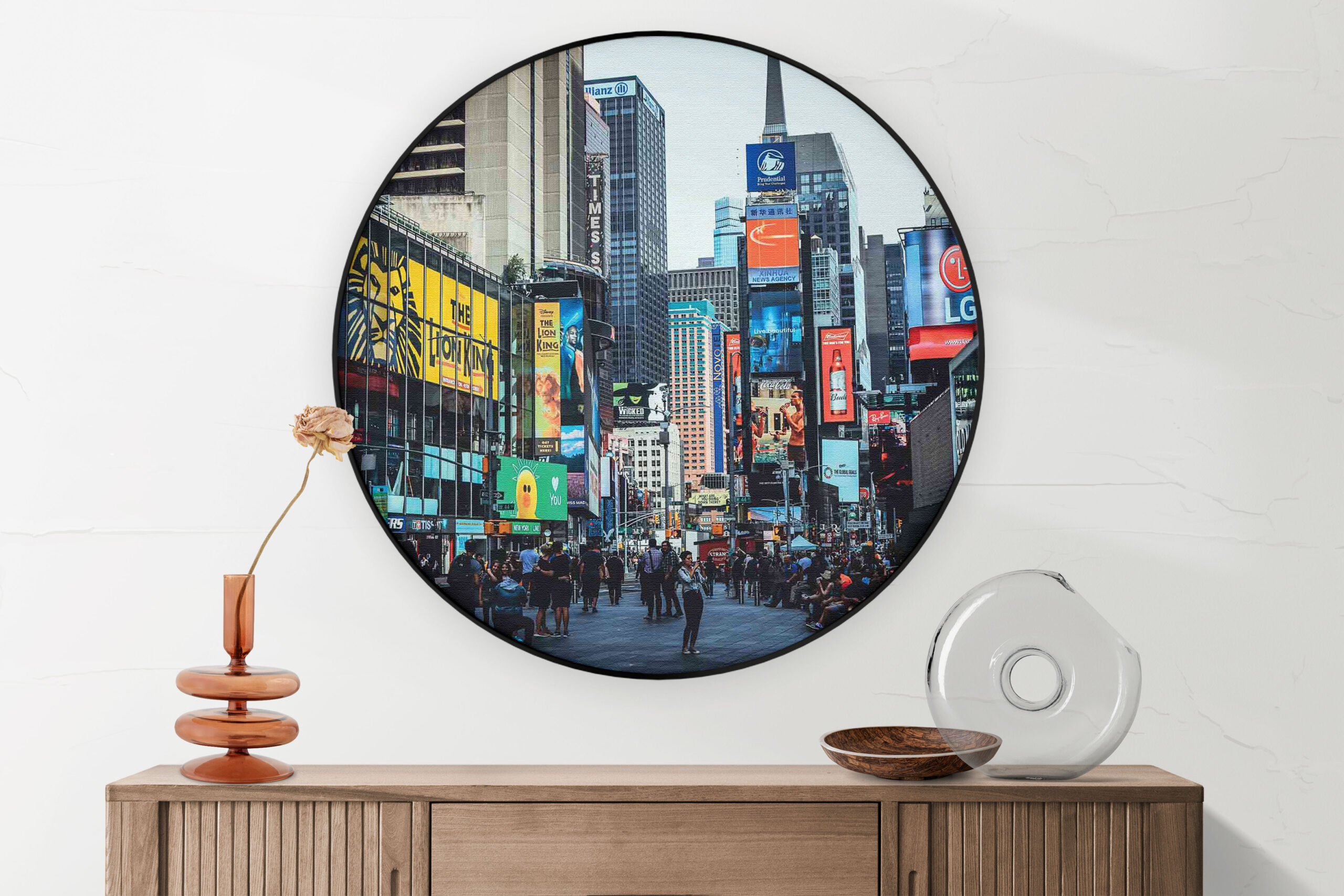 Akoestisch Schilderij Times Square New York Rond - Muurcirkel Template Vierkant Rond Steden 51. 2 scaled 1