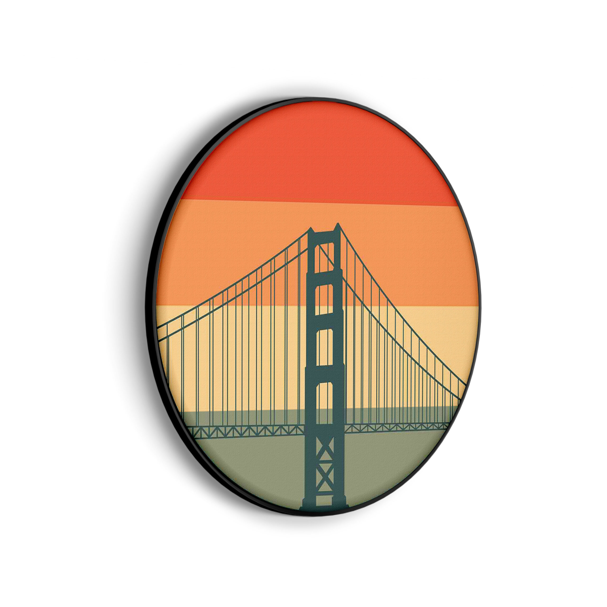 Akoestisch Schilderij San Francisco 1976 Golden Gate Bridge Rond - Muurcirkel Template Vierkant Rond Steden 55. 1 scaled 1