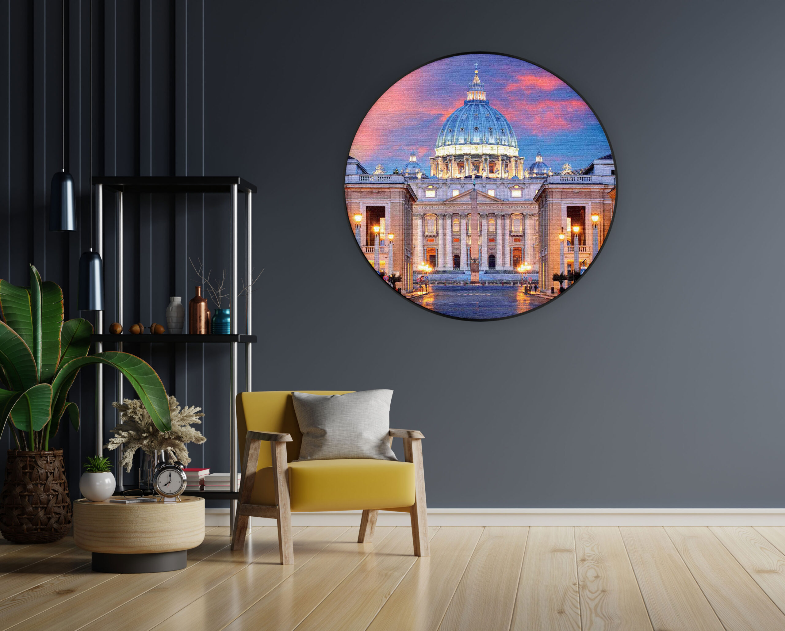 Akoestisch Schilderij Het Vaticaan Rond - Muurcirkel Template Vierkant Rond Steden 56 1 scaled 1