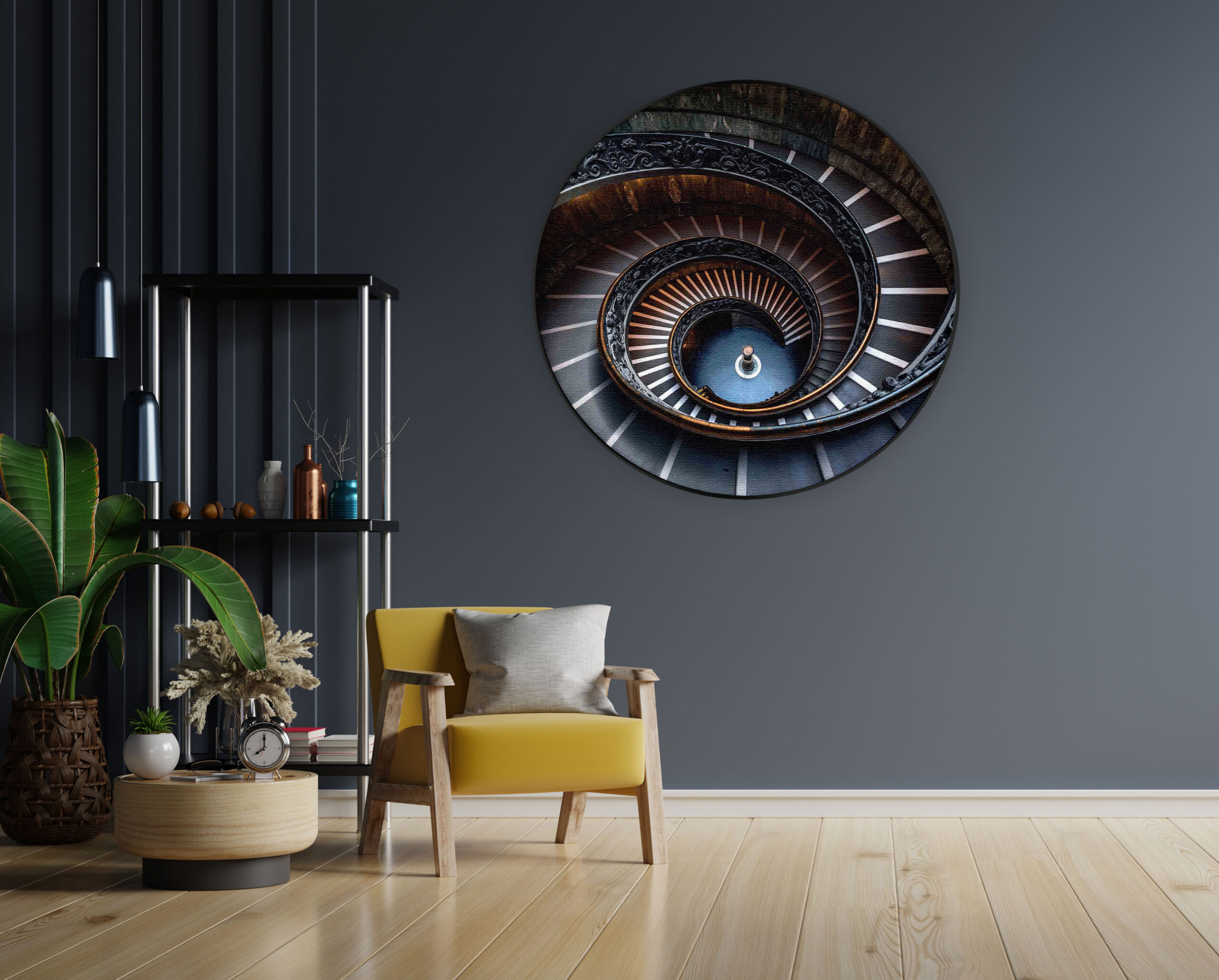 Akoestisch Schilderij De Trappen van het Vaticaan Rond - Muurcirkel Template Vierkant Rond Steden 61 1 scaled 1