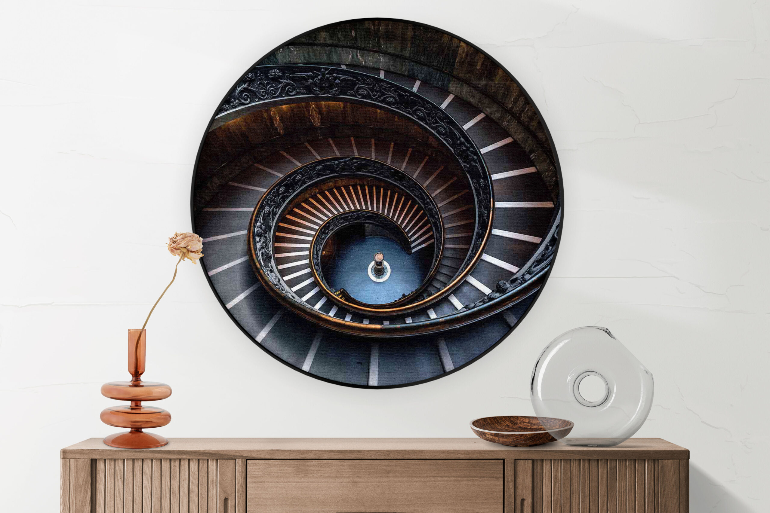 Akoestisch Schilderij De Trappen van het Vaticaan Rond - Muurcirkel Template Vierkant Rond Steden 61 2 scaled 1