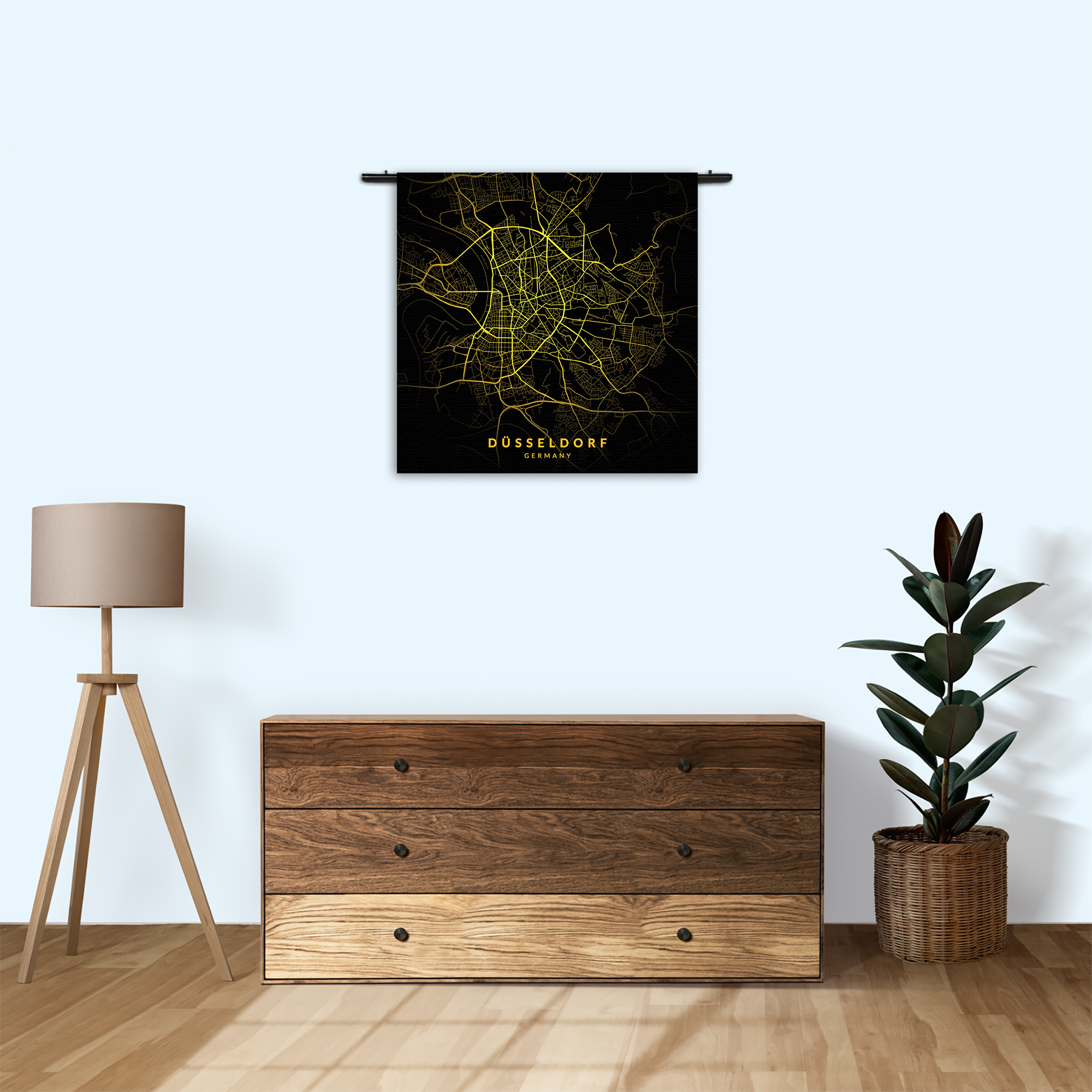 Wandkleed Düsseldorf Plattegrond Zwart Geel Rechthoek Vierkant Template Vierkant Rond Steden 65 3