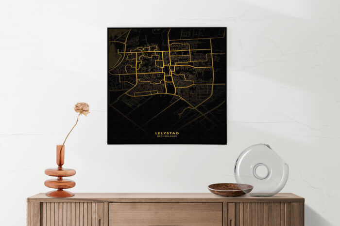 Akoestisch Schilderij Lelystad Plattegrond Zwart Geel Vierkant Template Vierkant Rond Steden 74 2 1 scaled 1