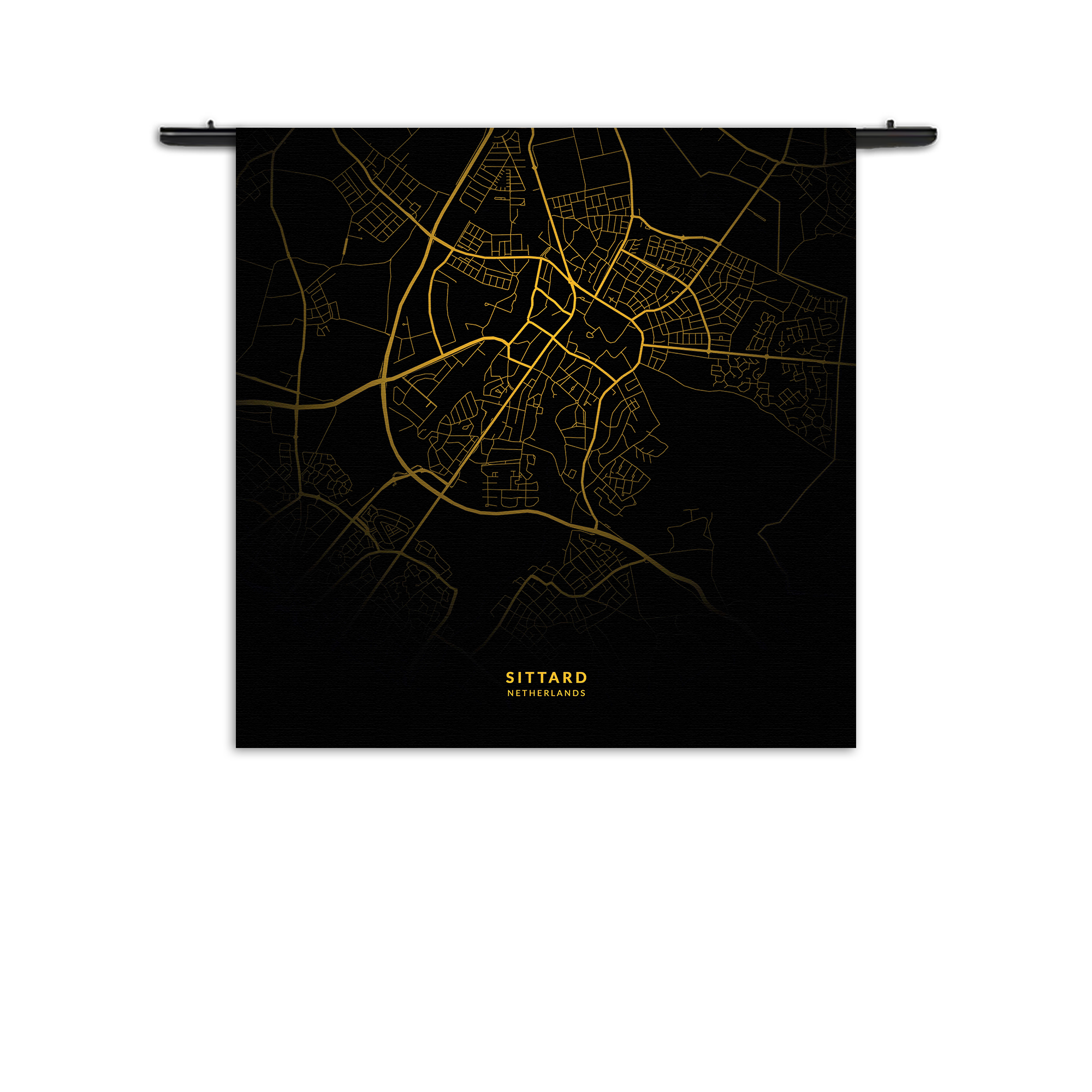 Wandkleed Sittard Plattegrond Zwart Geel Rechthoek Vierkant