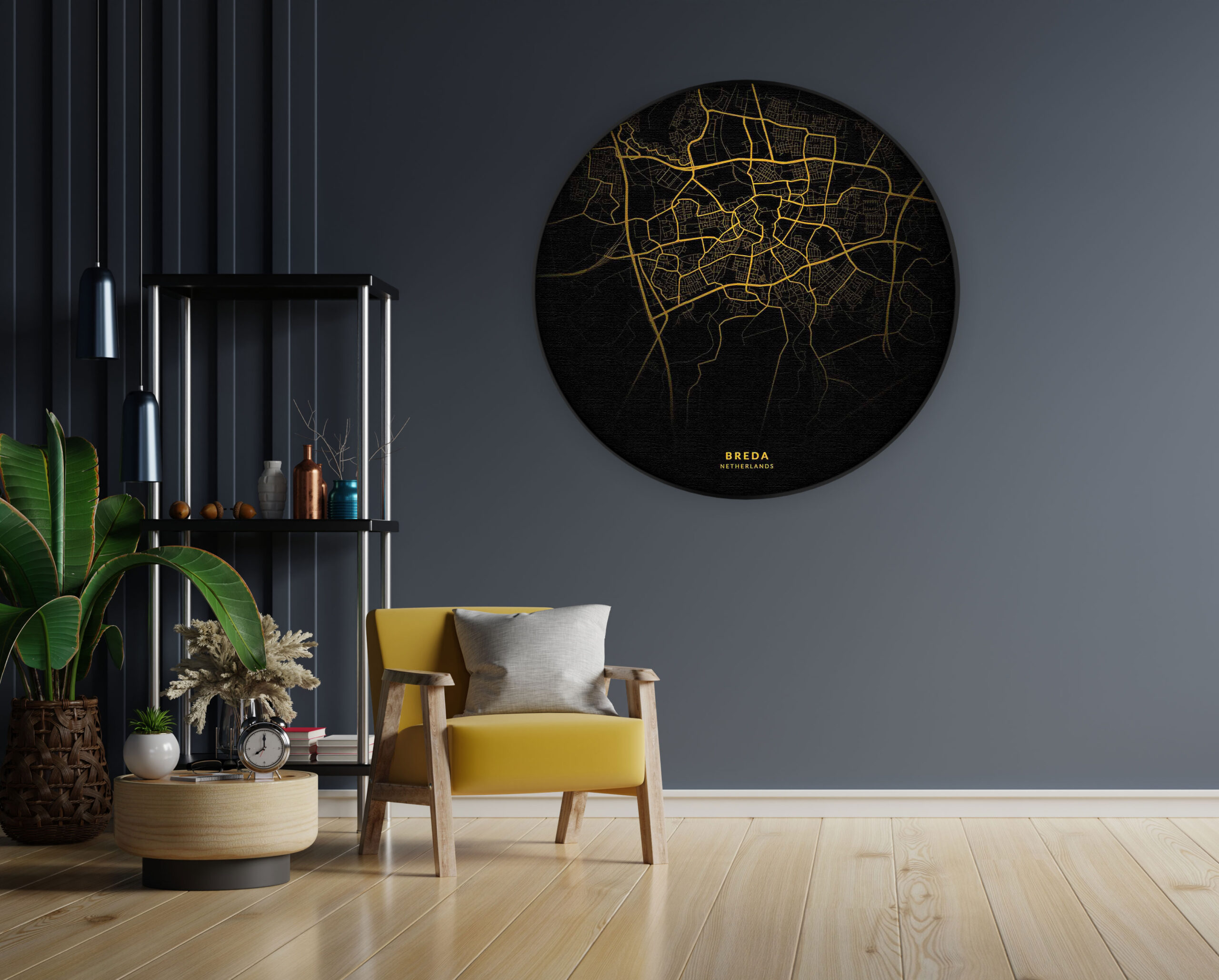 Akoestisch Schilderij Breda Plattegrond Zwart Geel Rond - Muurcirkel Template Vierkant Rond Steden 79 scaled 1