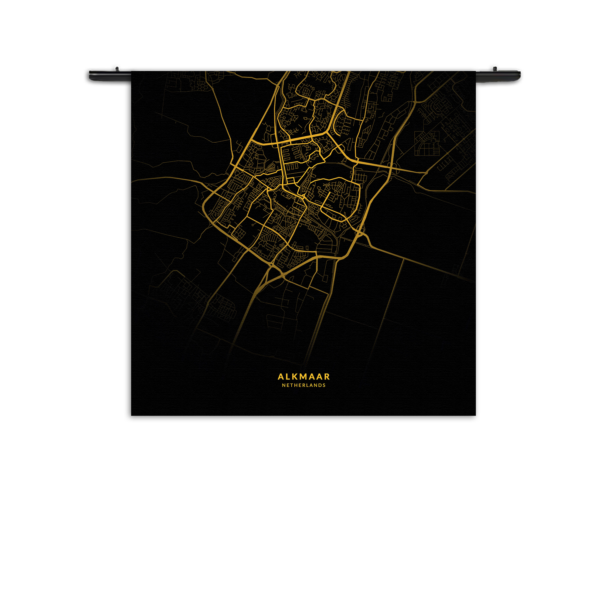Wandkleed Alkmaar Plattegrond Zwart Geel Rechthoek Vierkant